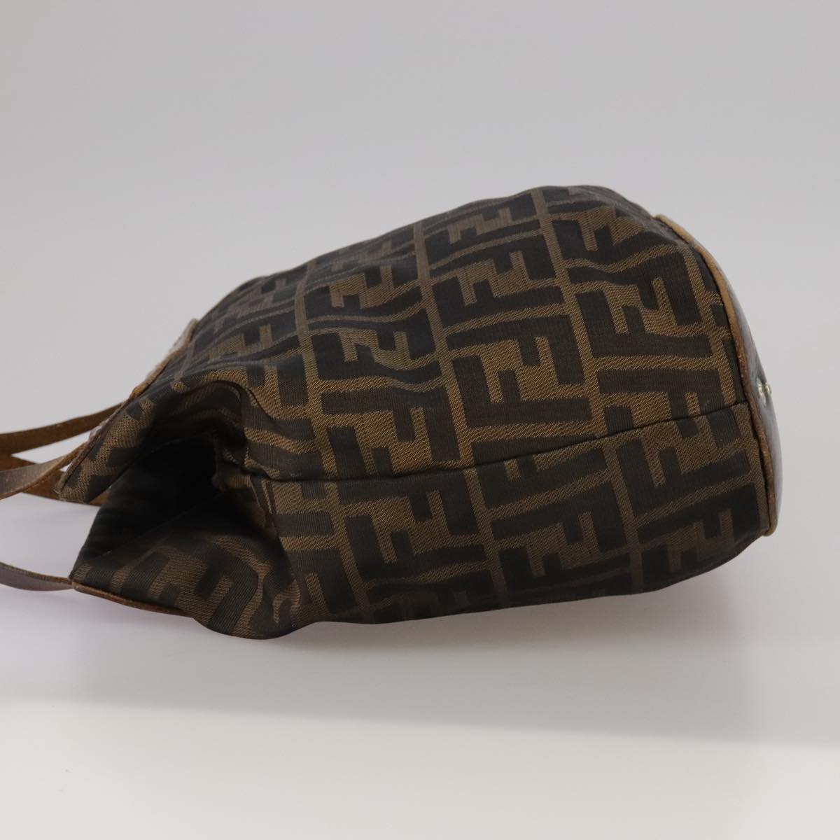 FENDI Zucca Canvas Hand Bag Brown Black ac3445