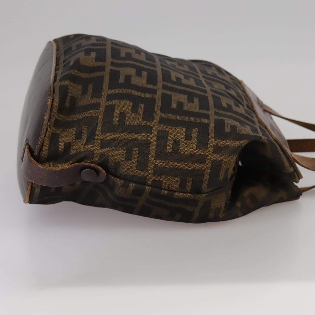 FENDI Zucca Canvas Hand Bag Brown Black ac3445