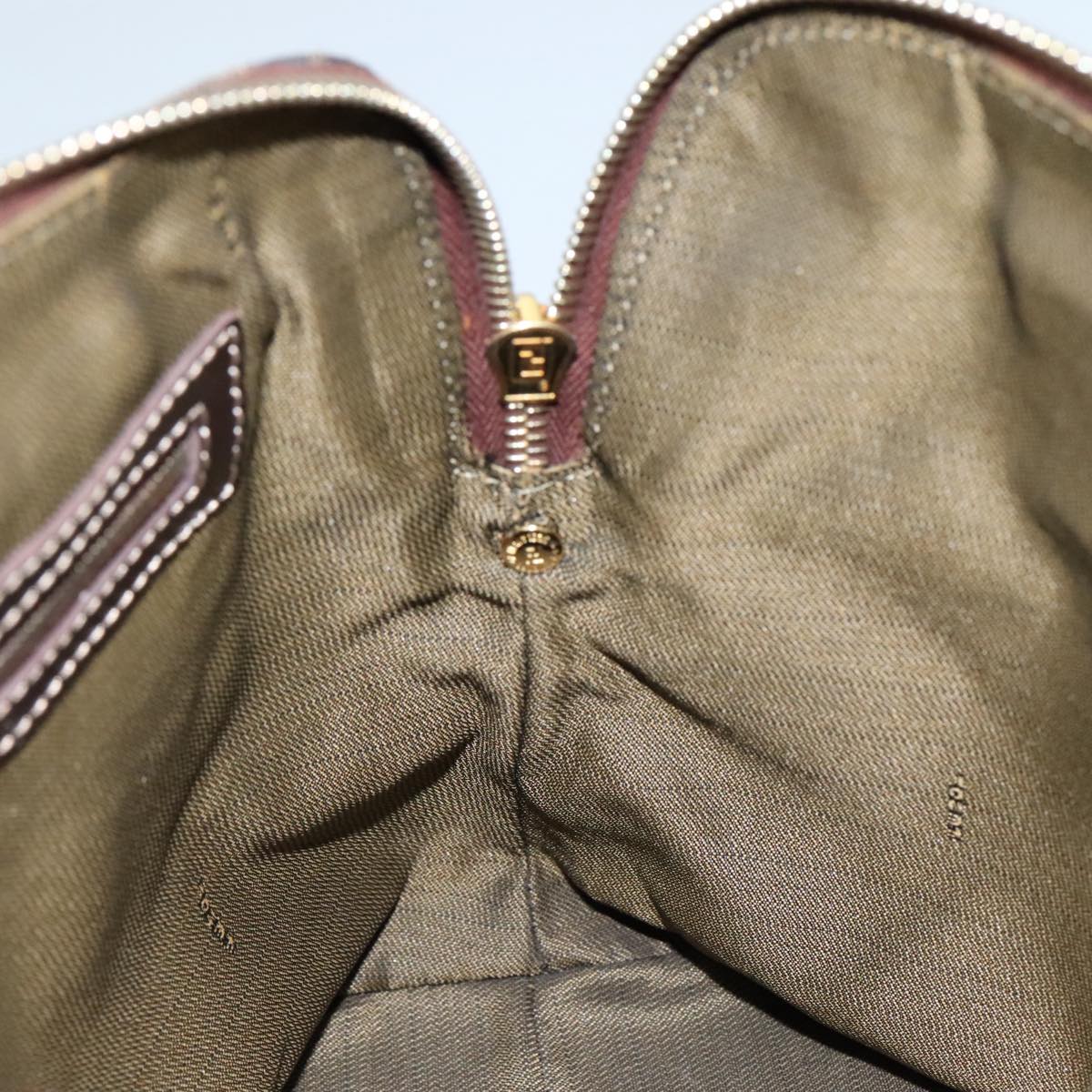 FENDI Zucca Canvas Hand Bag Brown Black gold ac3464