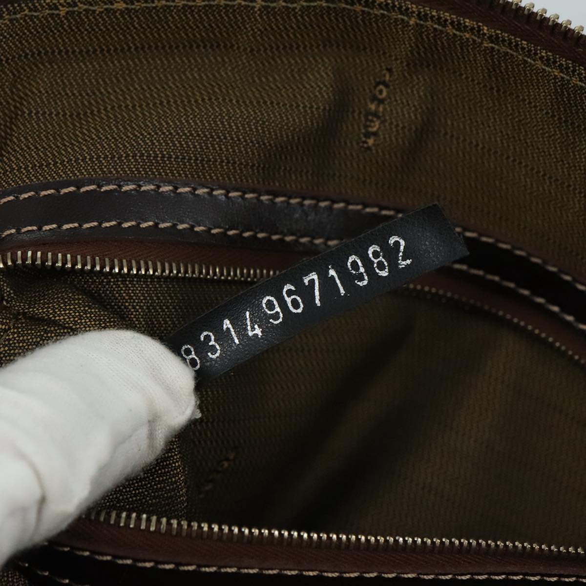 FENDI Zucca Canvas Hand Bag Brown Black gold ac3464