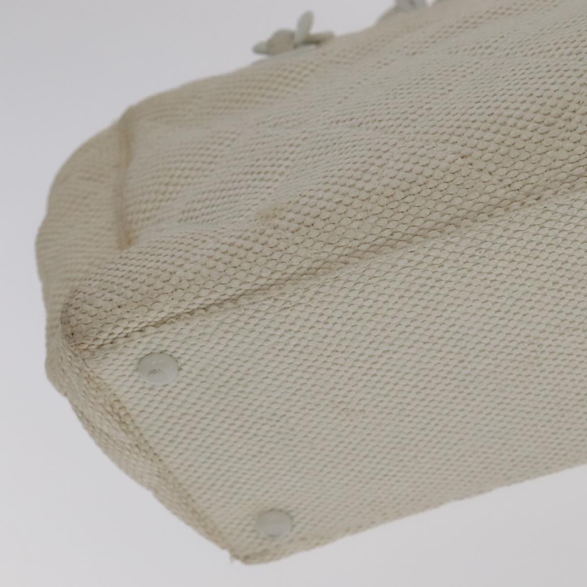 CHANEL Matelasse Chain Tote Bag Straw White CC ac3478