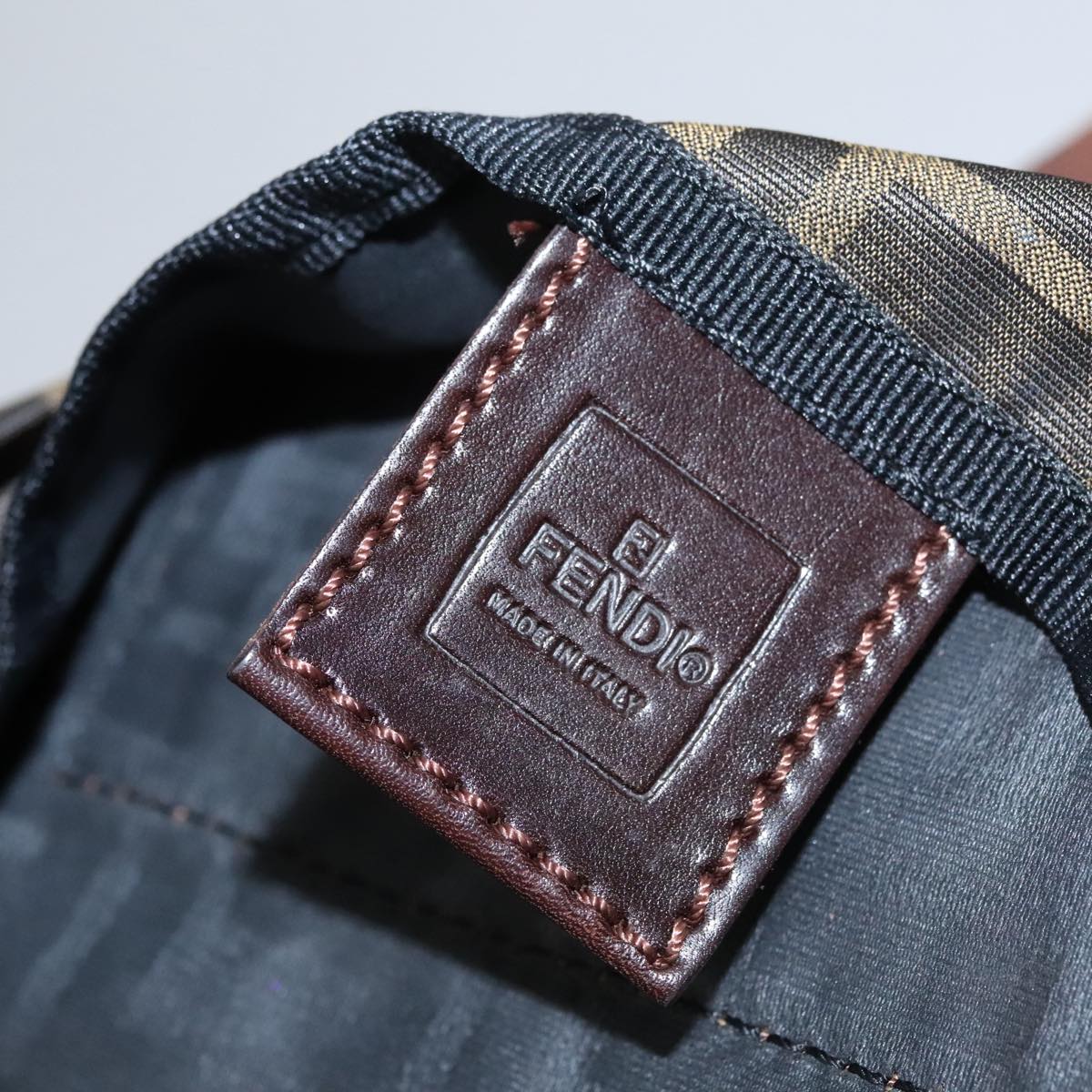 FENDI Zucca Canvas Hand Bag Brown Black ac3512