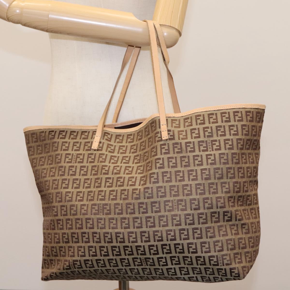 FENDI Zucchino Canvas Tote Bag Beige ac3574