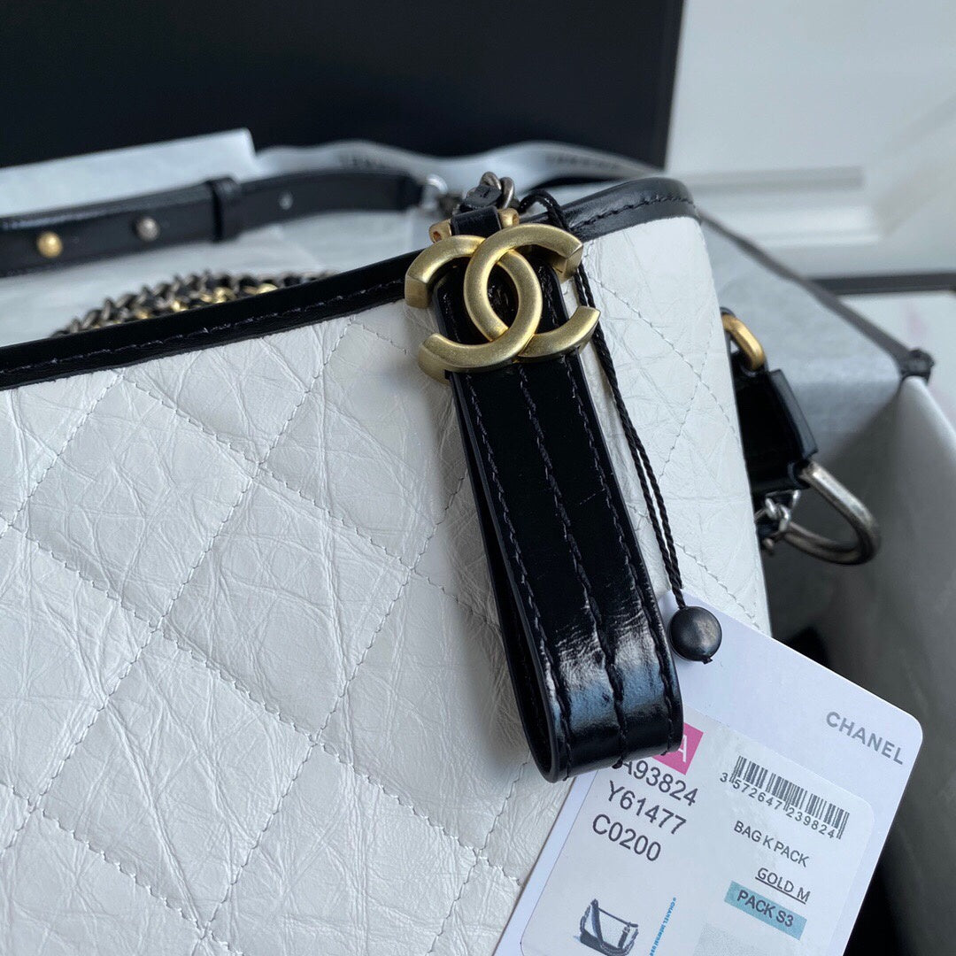 CHLGabrielle Hobo Handbag White/Black For Women Bags, Shoulder And Crossbody Bags 9.8in/25cm A93824 Y61477 C0200