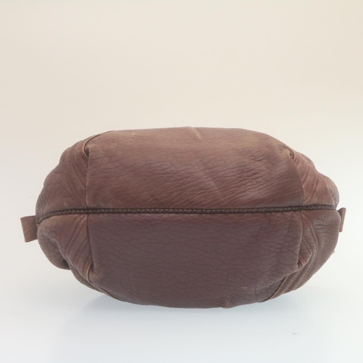 FENDI Zucca Hand Bag Leather Wine Red ac567