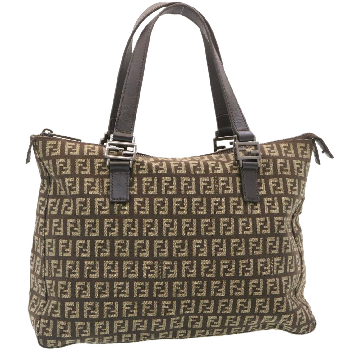 FENDI ZucchinoCanvas Hand Bag Brown ac571
