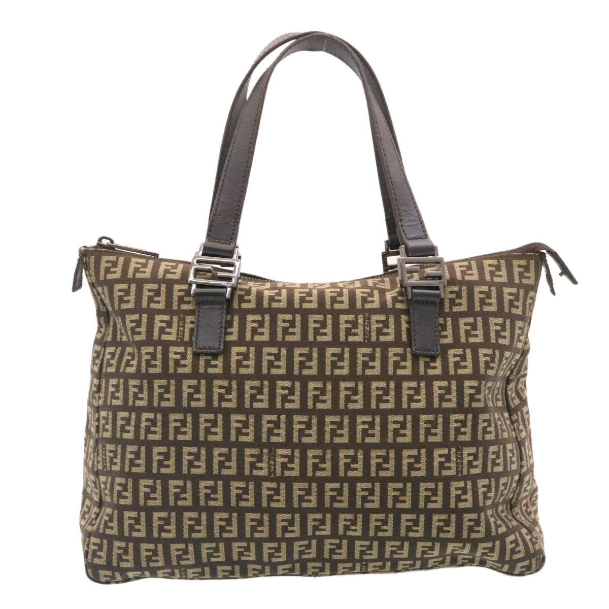 FENDI ZucchinoCanvas Hand Bag Brown ac571