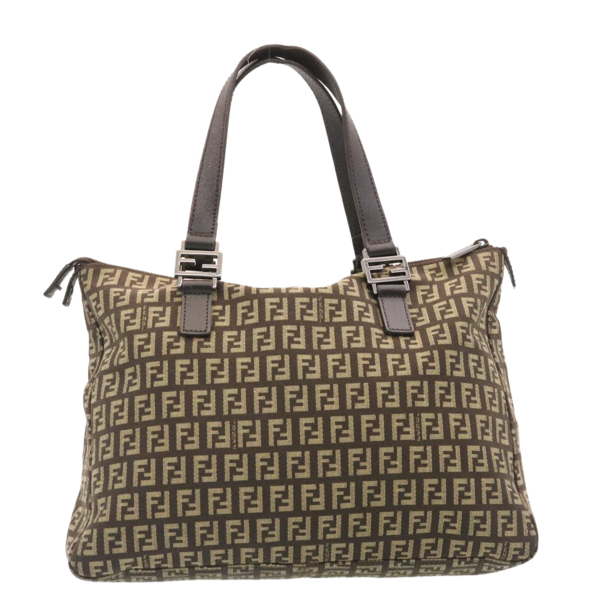 FENDI ZucchinoCanvas Hand Bag Brown ac571