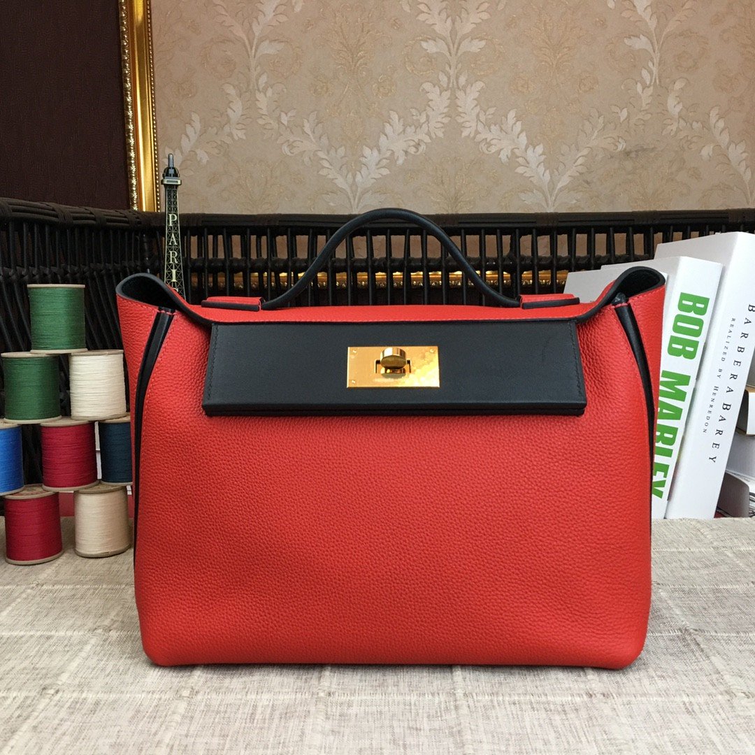 GLAMI 24/24 ClemenGLAMI Swift Red Gold Toned Hardware For Women, Handbags, Shoulder Bags 11.4in/29cm