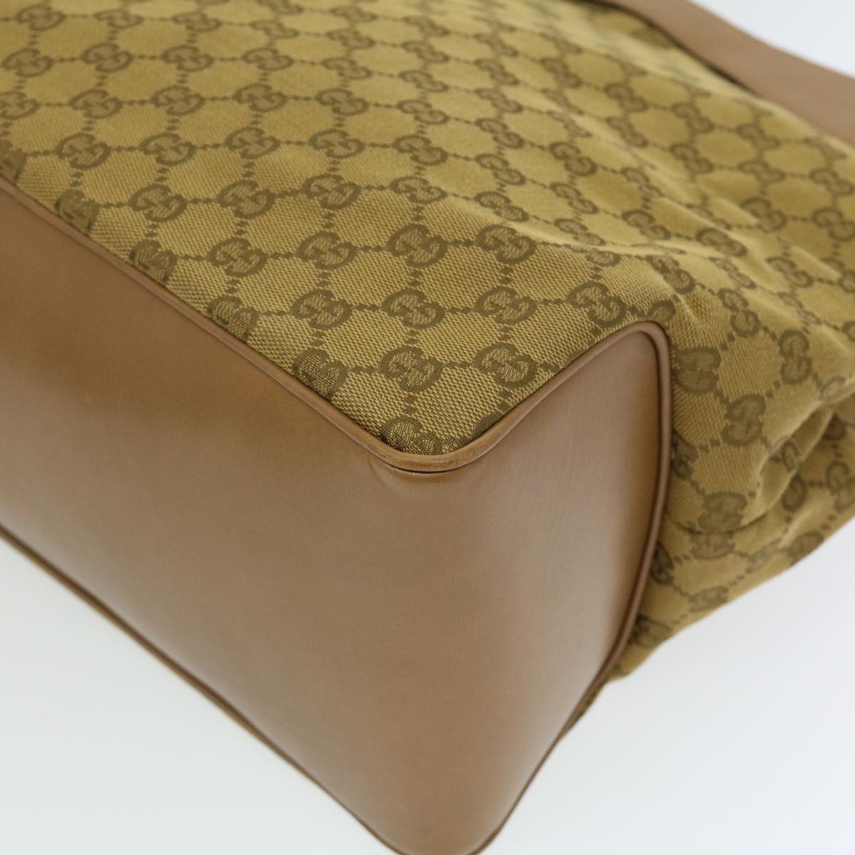 GUCCI GG Canvas Tote Bag Brown Gold ac905