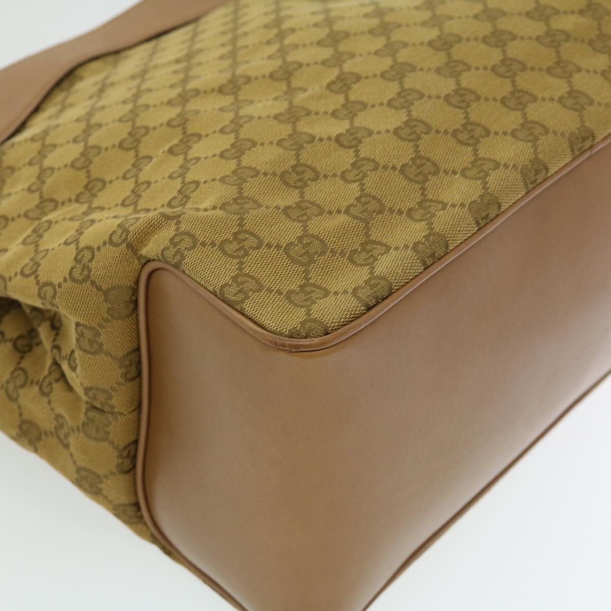 GUCCI GG Canvas Tote Bag Brown Gold ac905