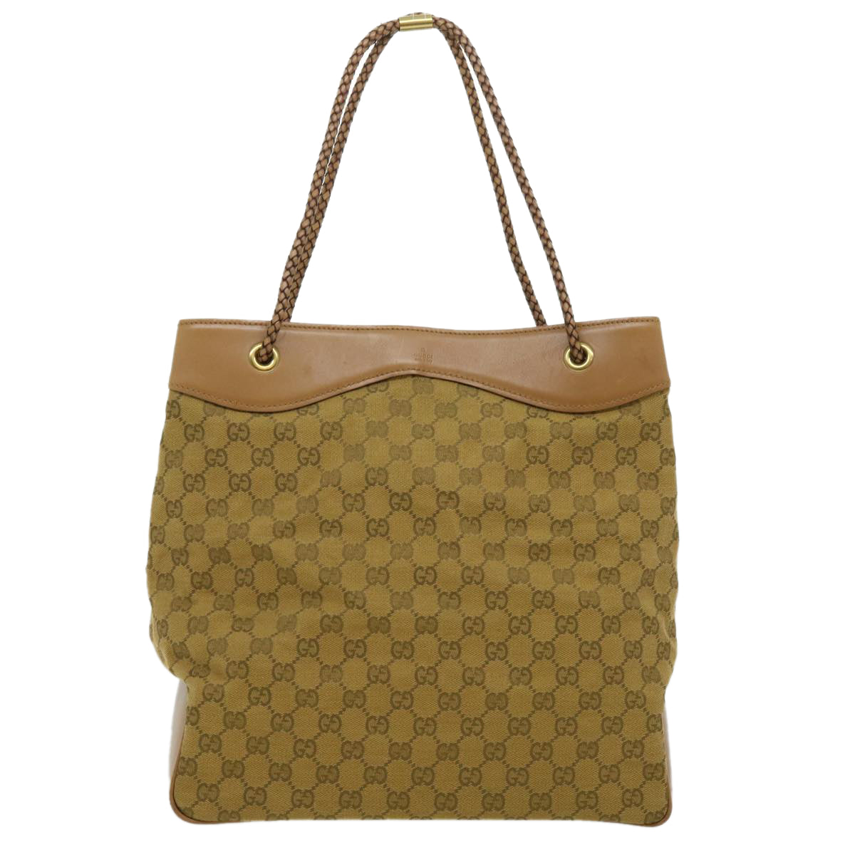 GUCCI GG Canvas Tote Bag Brown Gold ac905