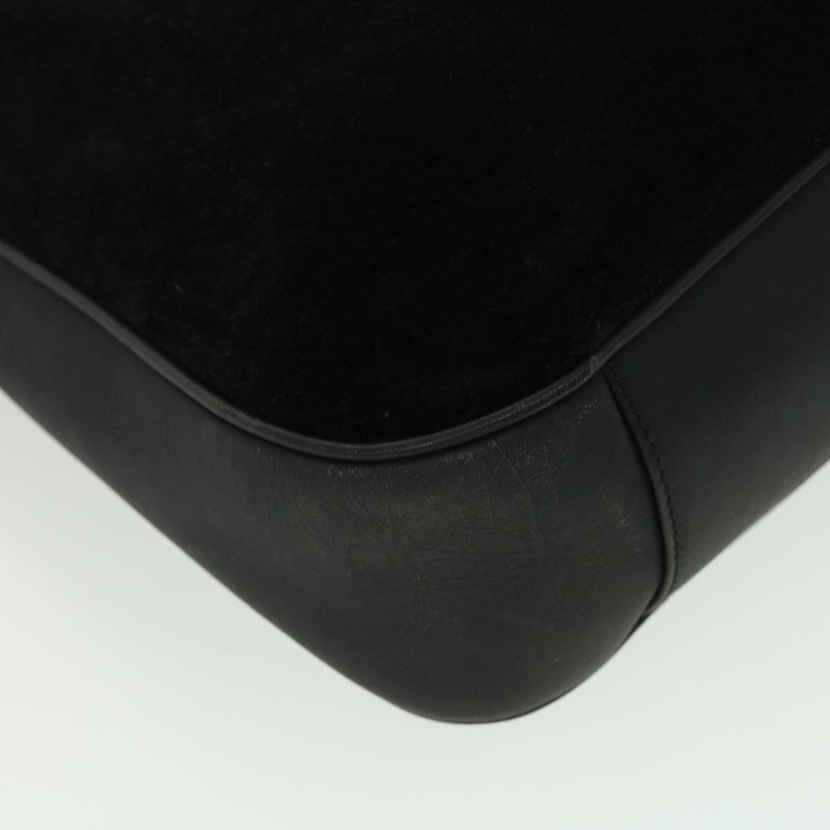 GUCCI Bamboo Hand Bag Suede Leather Black ac987