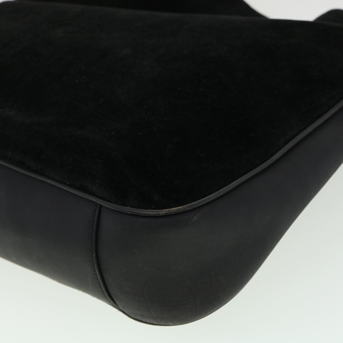 GUCCI Bamboo Hand Bag Suede Leather Black ac987