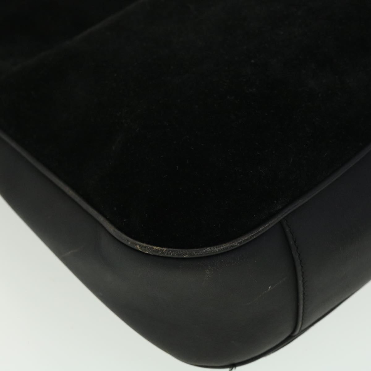 GUCCI Bamboo Hand Bag Suede Leather Black ac987