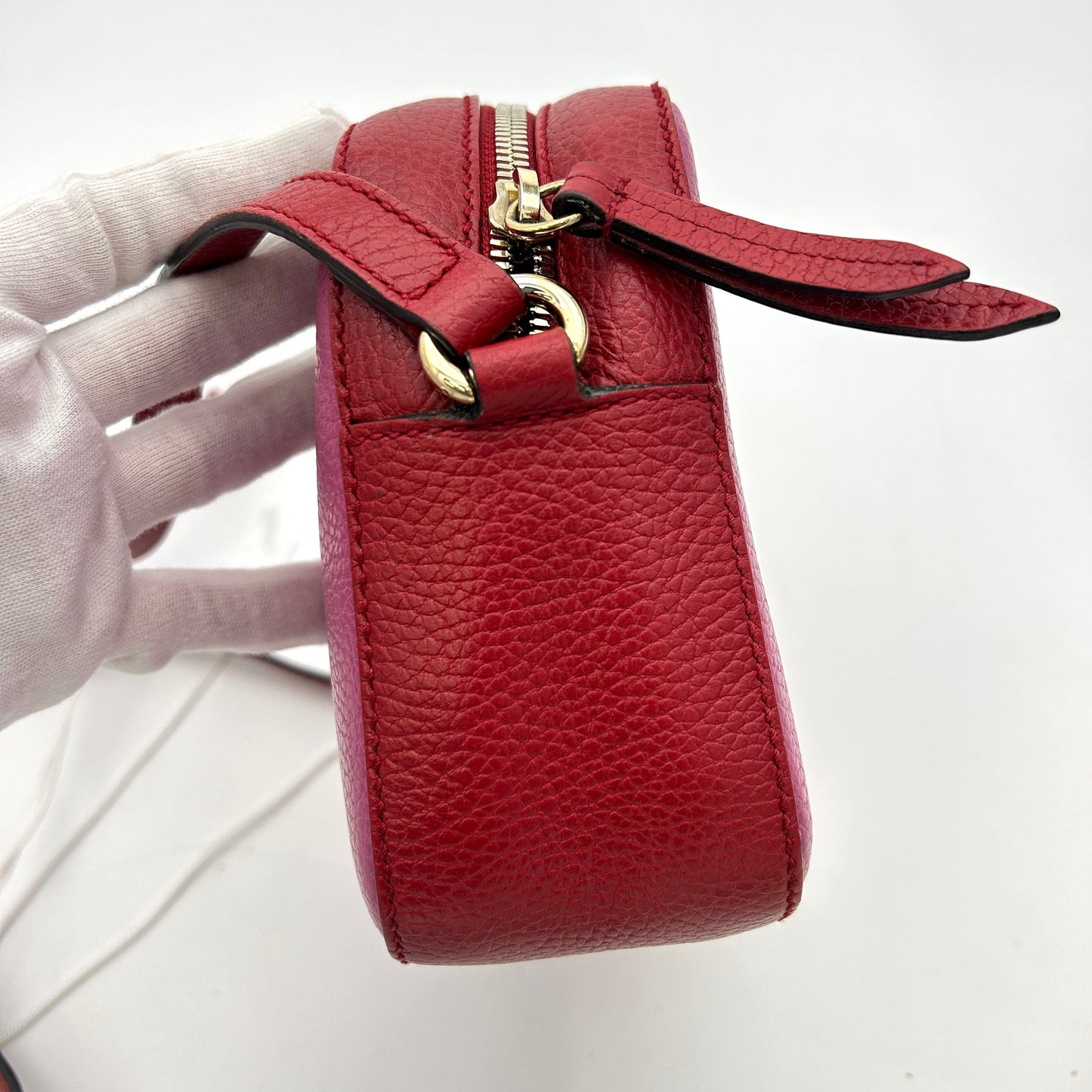 GLM-- Soho Small Shoulder Bag in pink and red leather LA12338