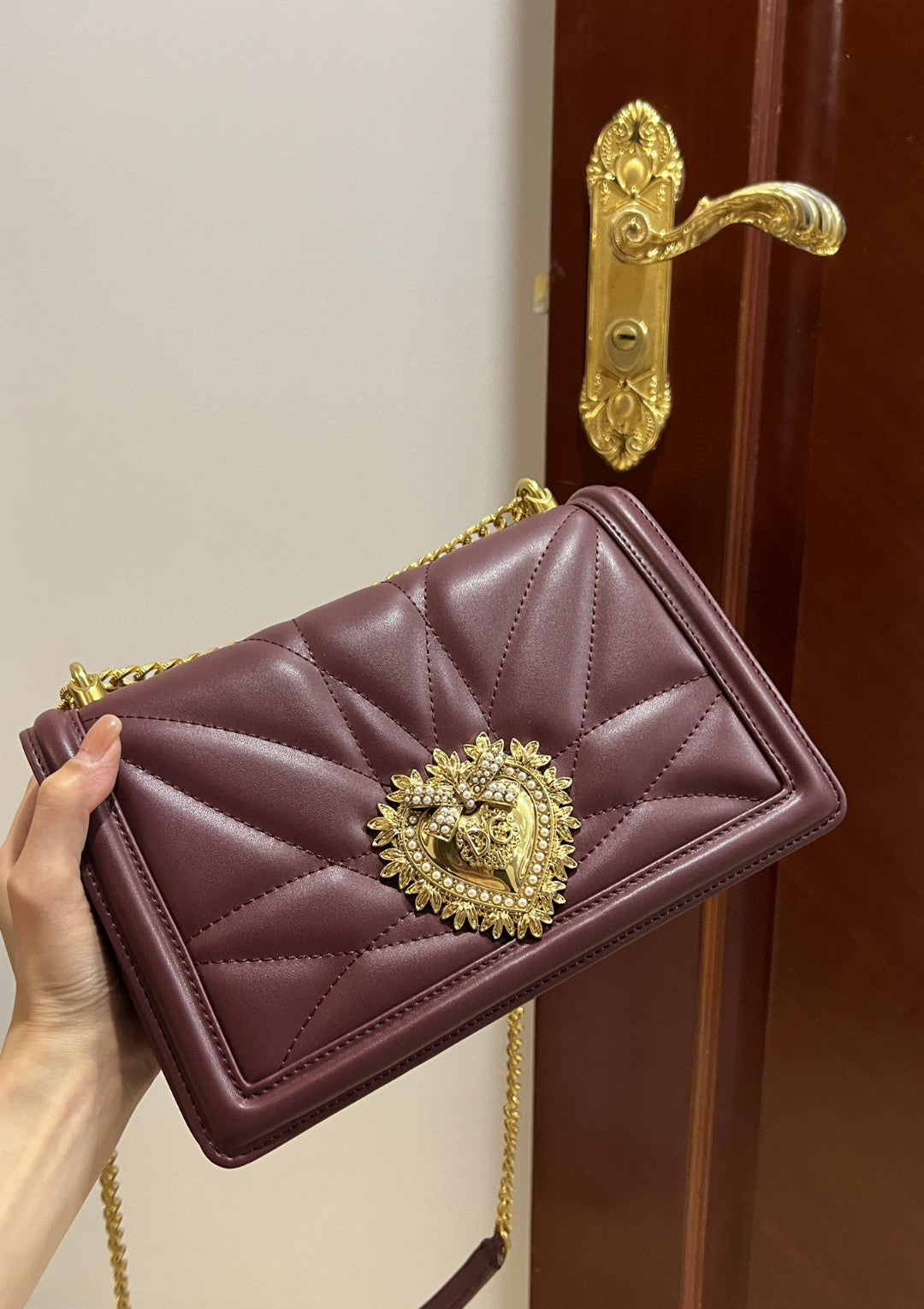GLAMI Large Devotion Bag In Quilted Nappa Dark Violet For Women 10in/26cm GLAMI