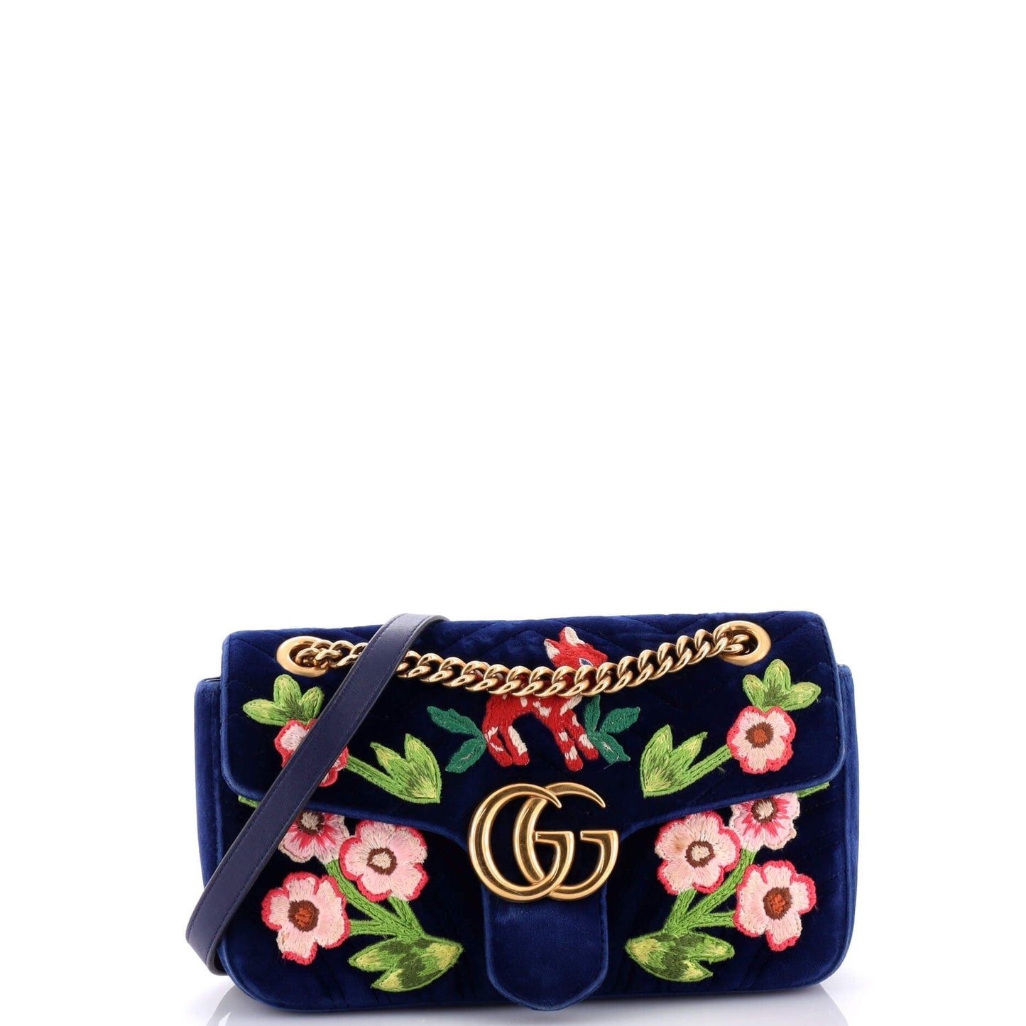 GG Marmont Flap Bag Embroidered Matelasse Velvet Small
