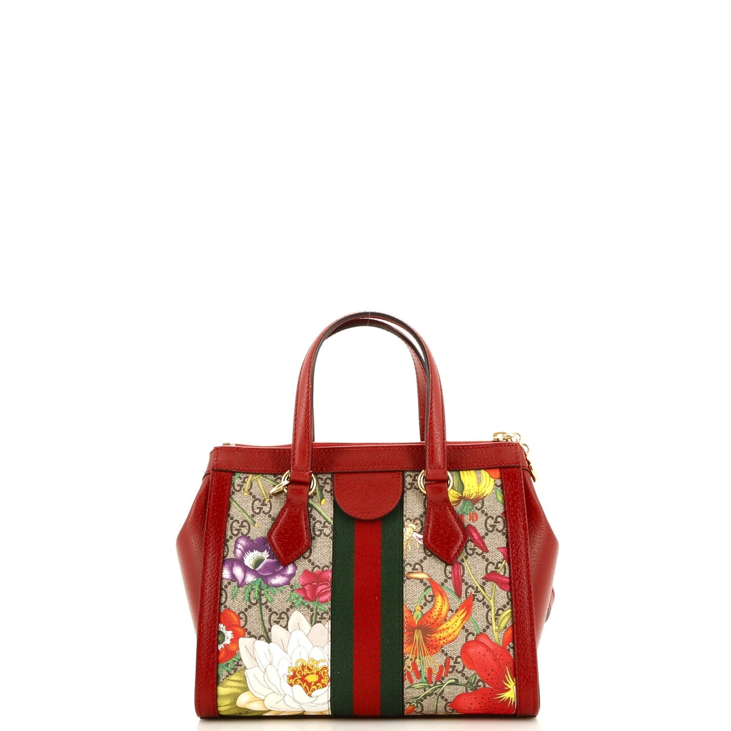 Ophidia Top Handle Tote Flora GG Coated Canvas Small