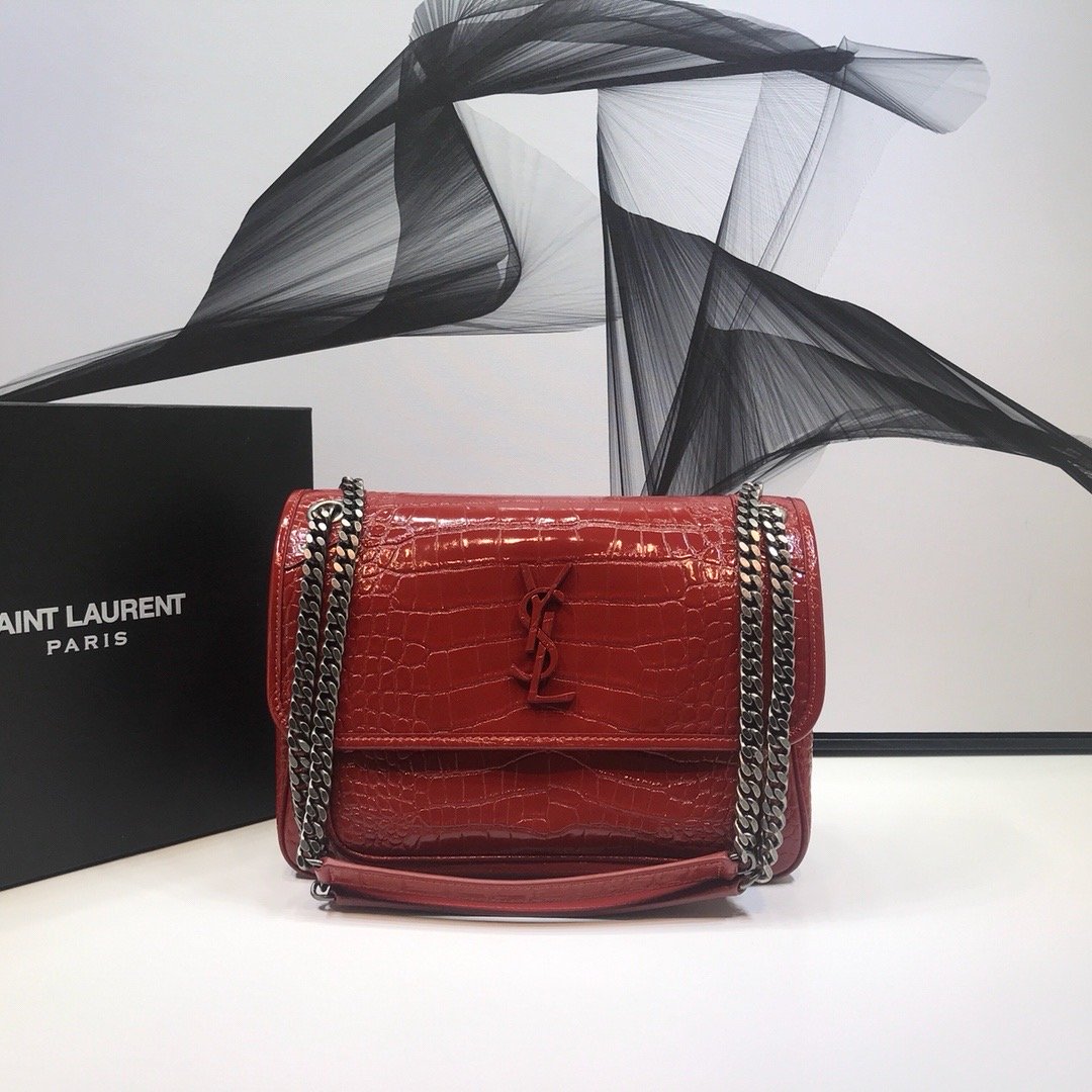GLAMI Niki MeGLAMIum Chain Bag In-Embossed RedÃ‚Â For Women 11in/28cm YSL