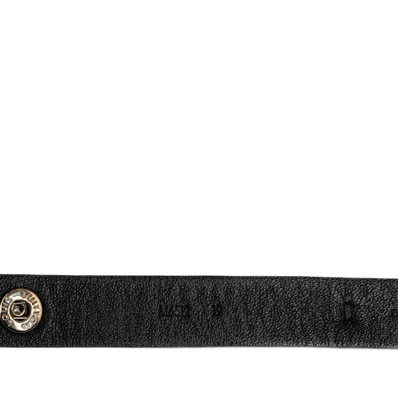 Louis Vuitton logo plate bungalow bracelet M6512 black silver leather men Louis Vuitton