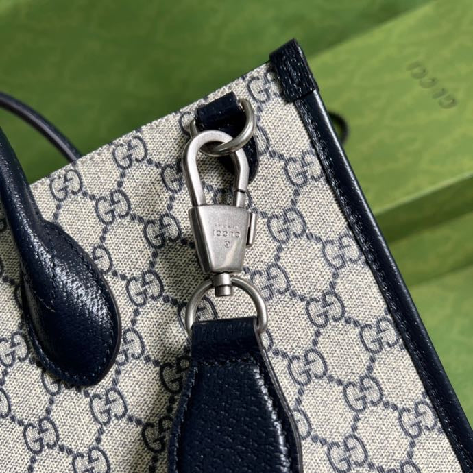 gg Tote Bag With Interlocking G Beige And Blue Supreme Canvas For Women 15in/38.5cm gg