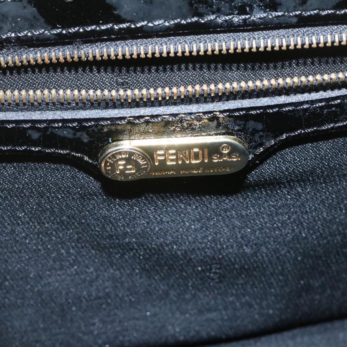FENDI Hand Bag Leather 2Way Black ai073