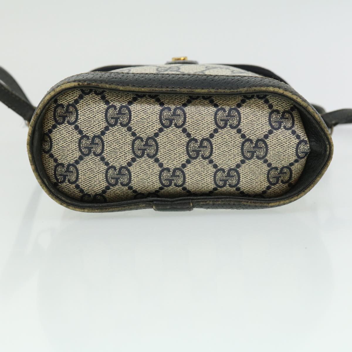 GUCCI Sherry Line GG Canvas Waist Bag PVC Leather Beige Navy Red am3111