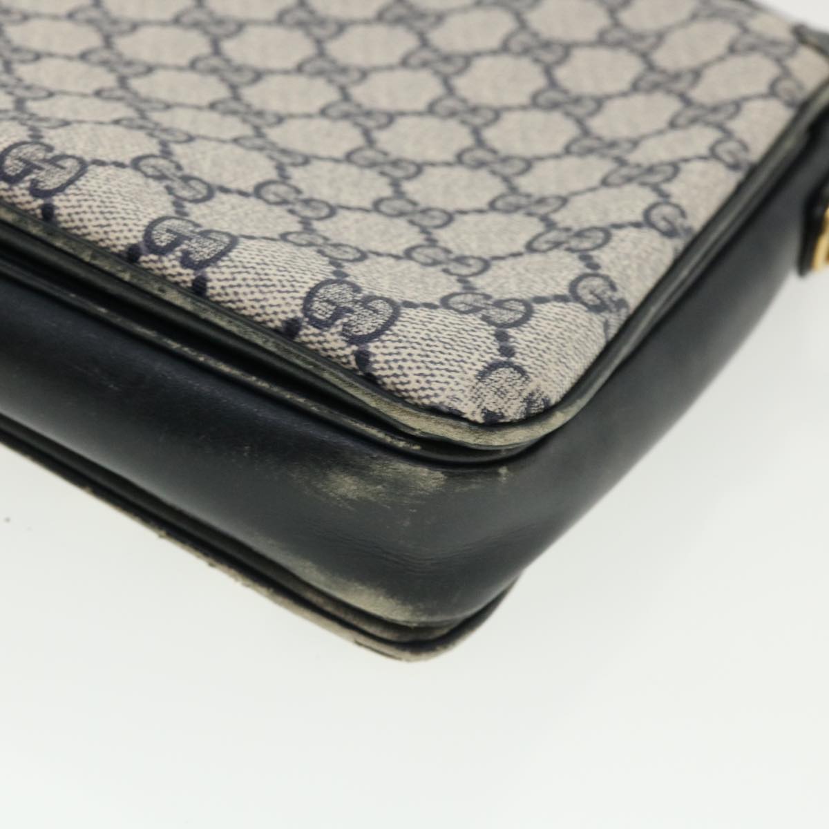 GUCCI GG Canvas Shoulder Bag PVC Leather Navy am3194