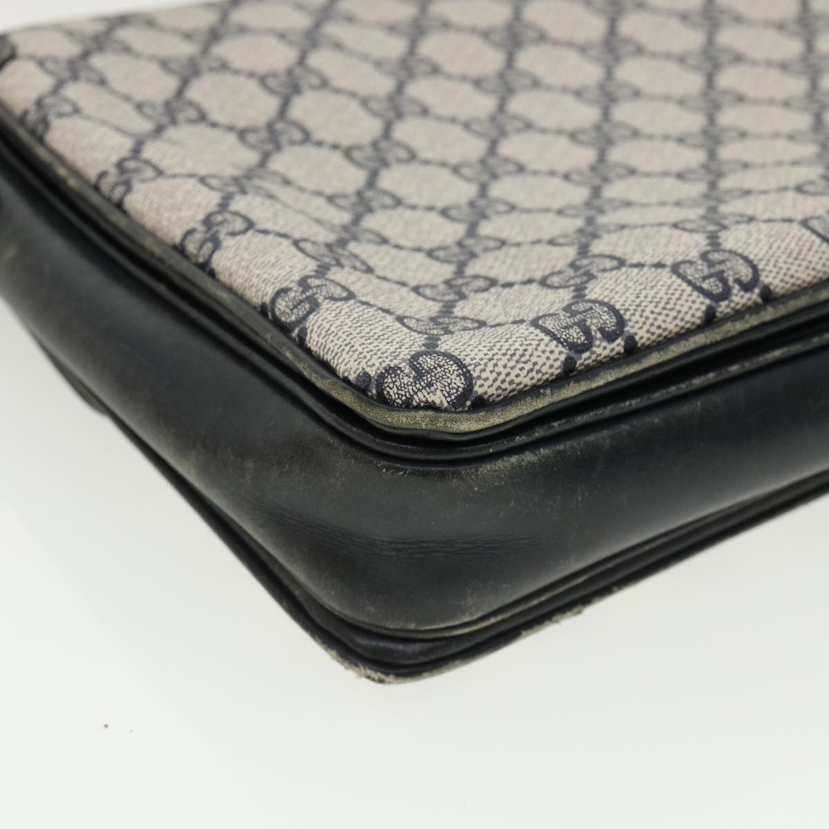 GUCCI GG Canvas Shoulder Bag PVC Leather Navy am3194