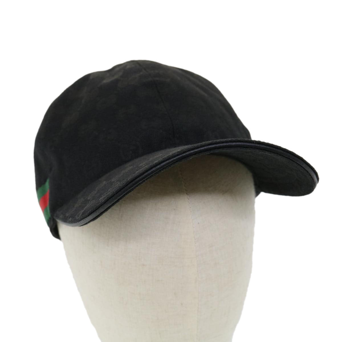 GUCCI Web Sherry Line GG Canvas Cap Black Green Red am3211