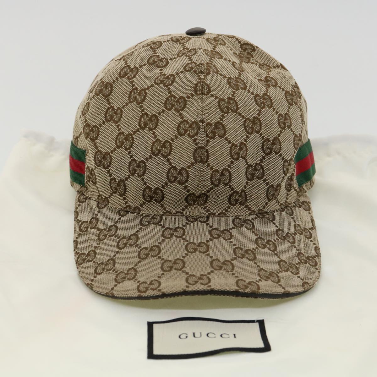 GUCCI Web Sherry Line GG Canvas Cap Beige Green Red am3212