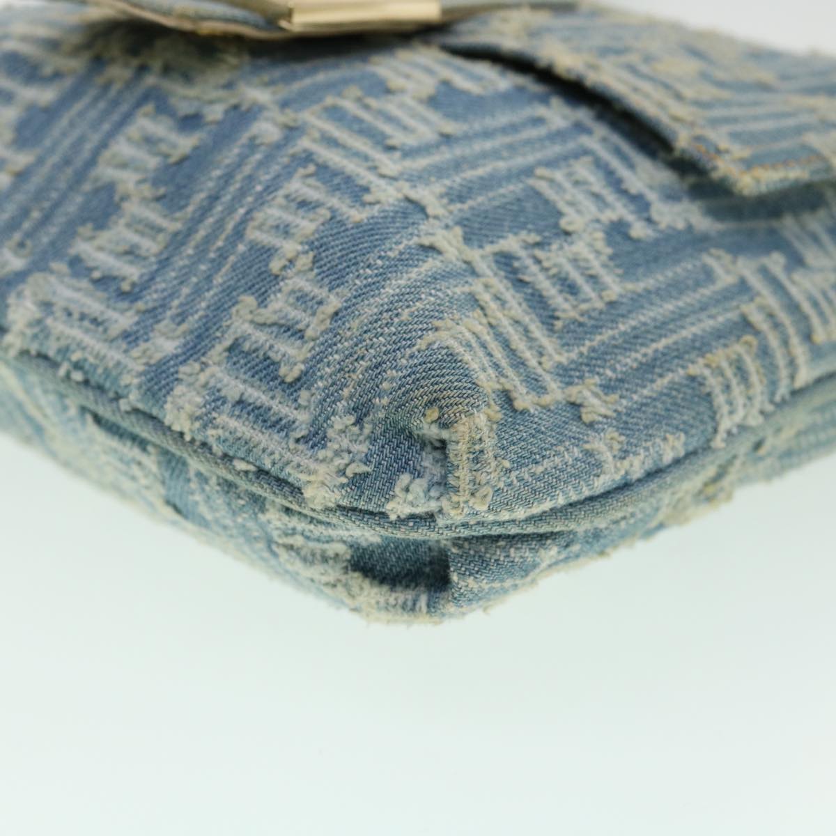 FENDI Zucca Canvas Mamma Baguette Shoulder Bag Blue am3268A