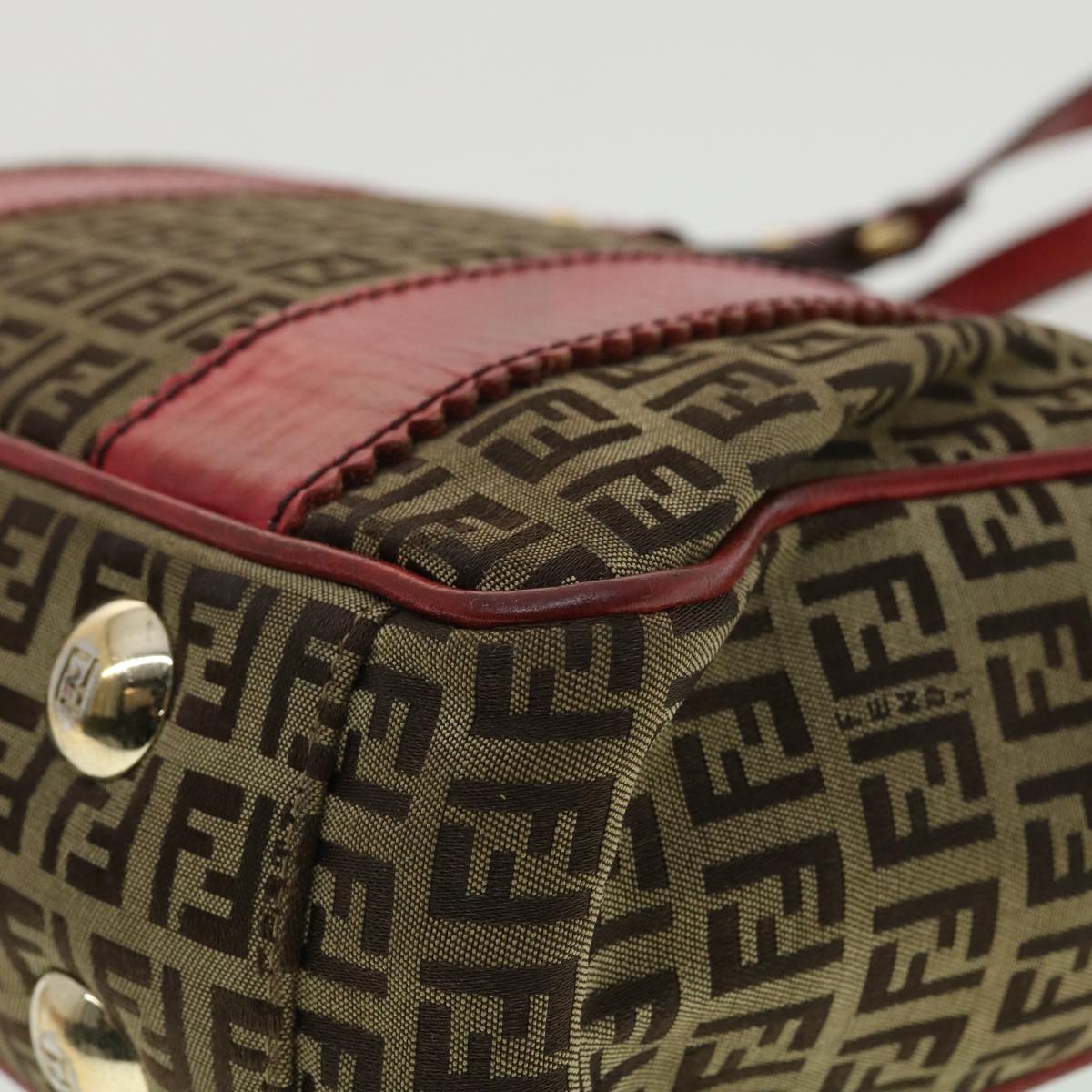 FENDI Zucchino Canvas Shoulder Bag Beige am3439