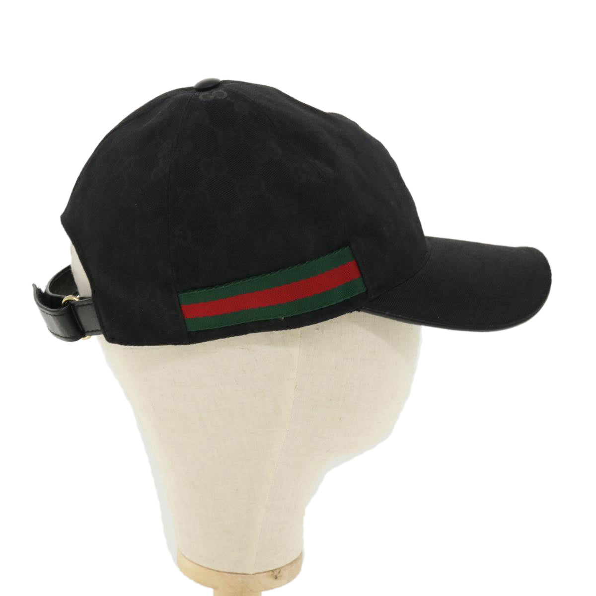 GUCCI Web Sherry Line GG Canvas Cap Black Green Red am3454