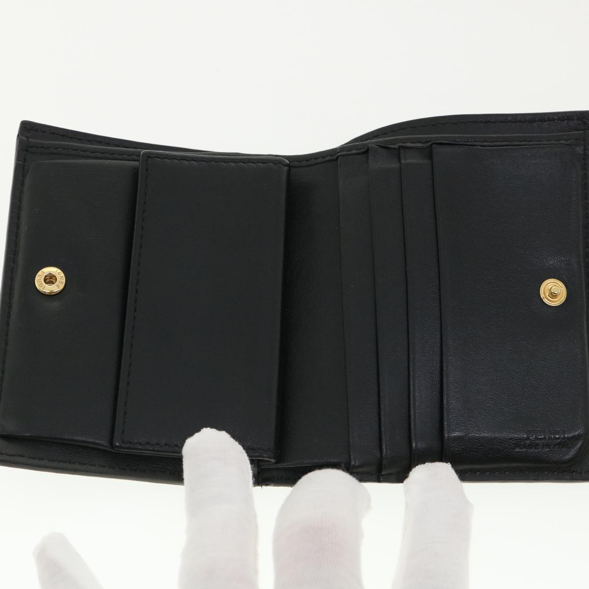 FENDI Wallet Leather Black am3478