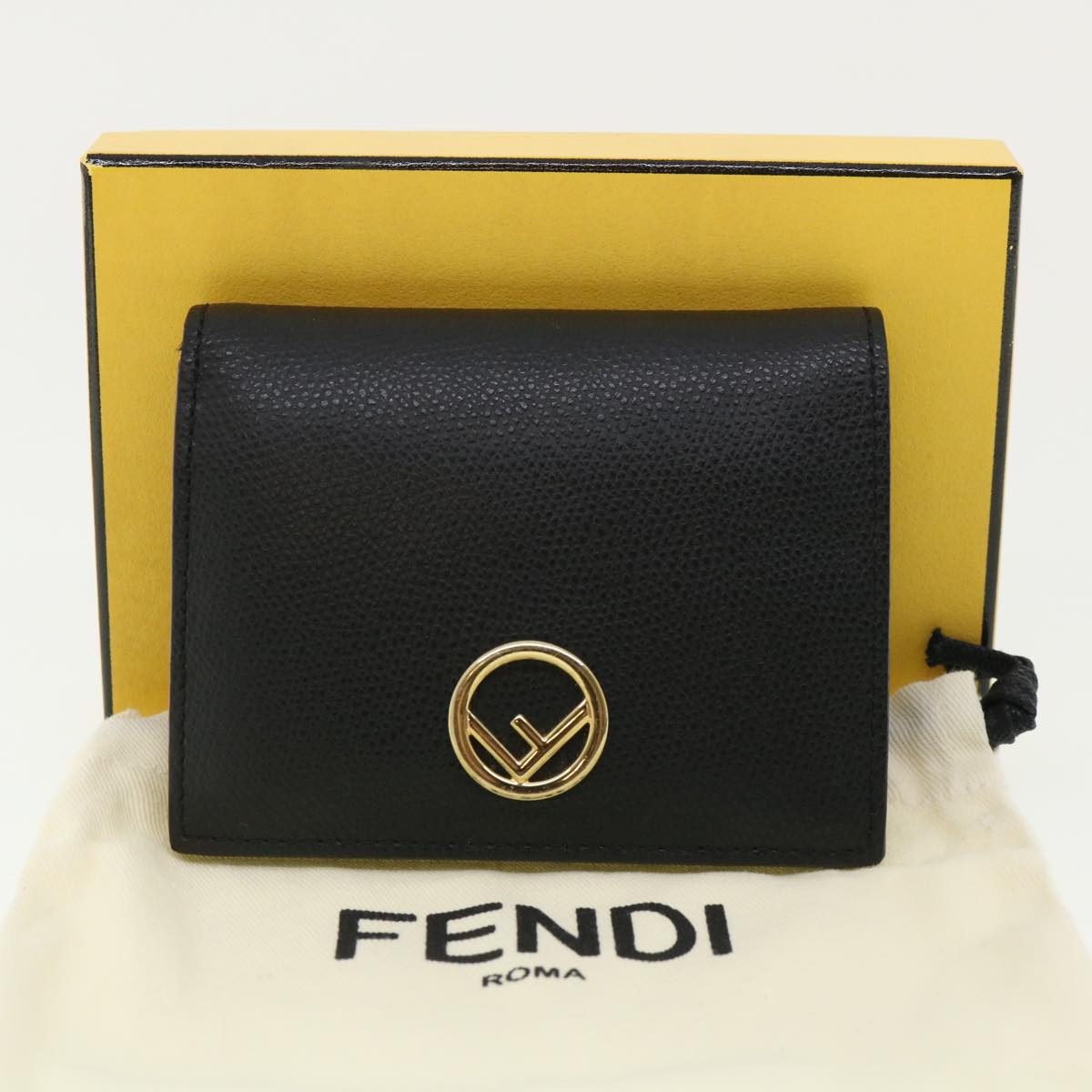 FENDI Wallet Leather Black am3478