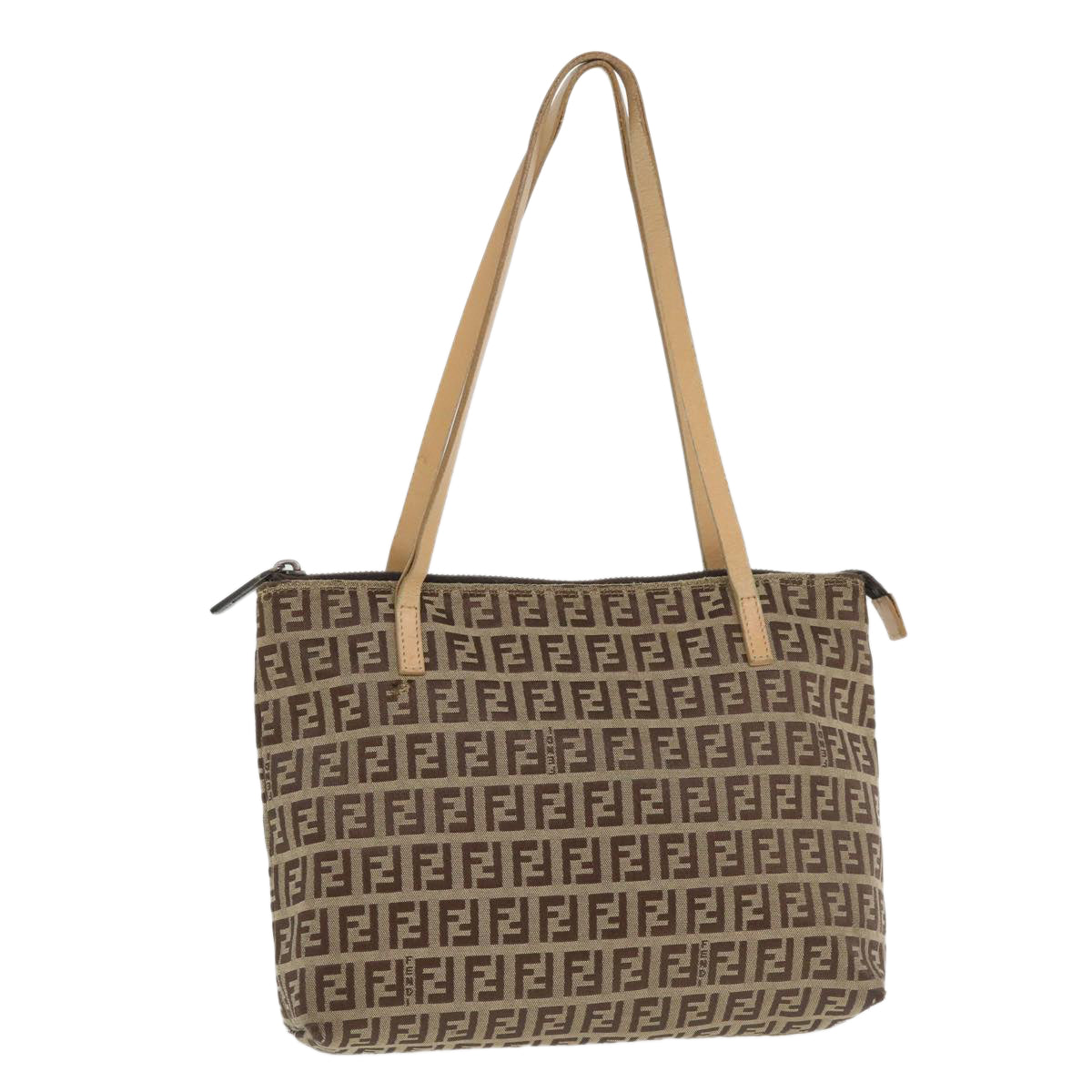 FENDI Zucchino Canvas Shoulder Bag Brown am3565