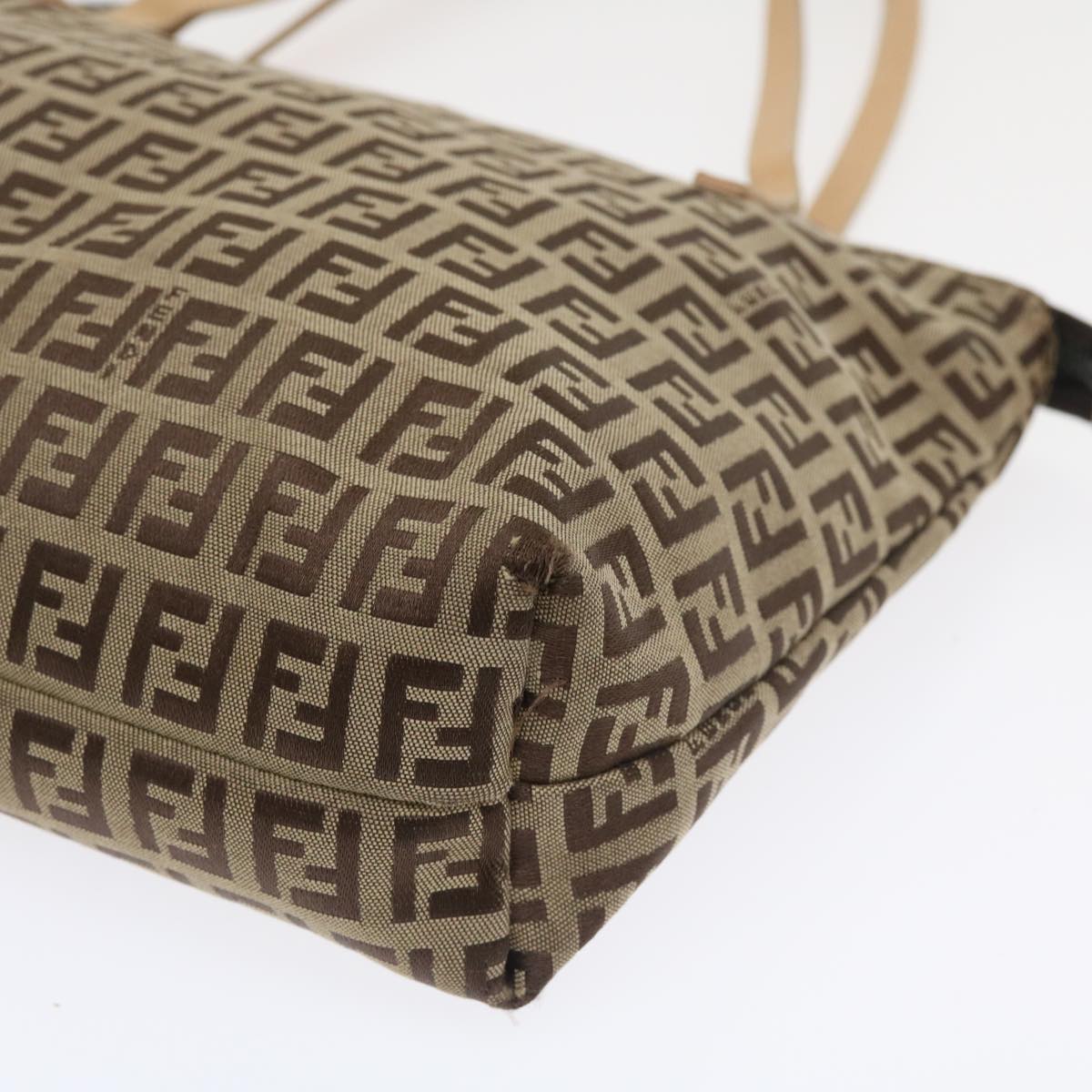 FENDI Zucchino Canvas Shoulder Bag Brown am3565