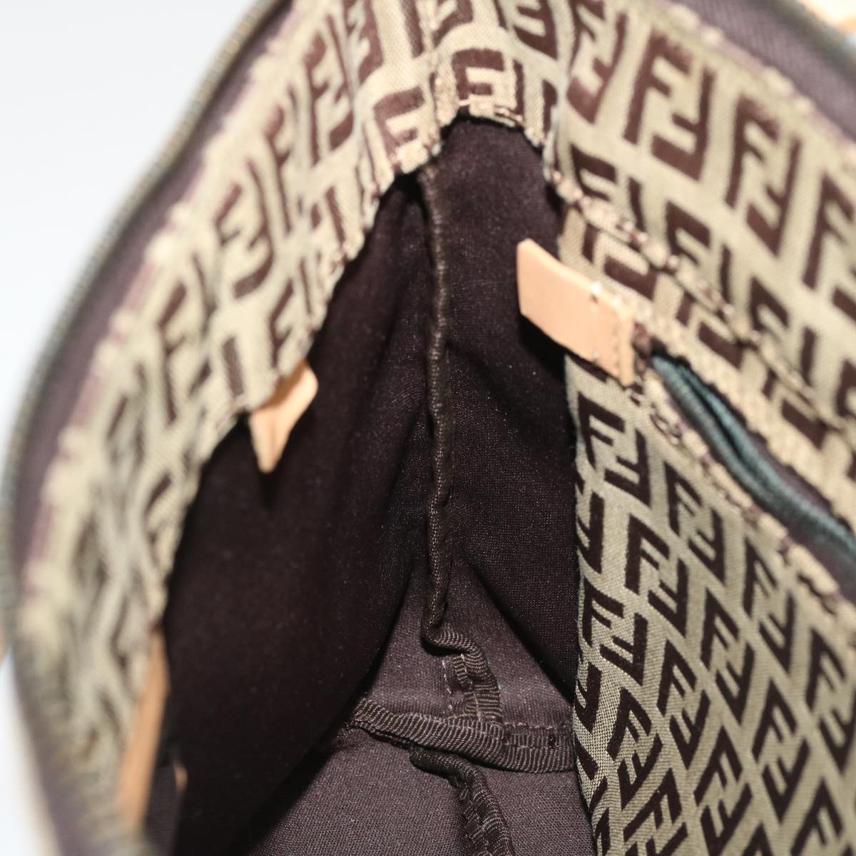 FENDI Zucchino Canvas Shoulder Bag Brown am3565