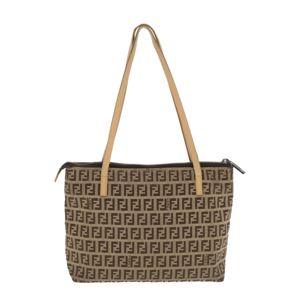 FENDI Zucchino Canvas Shoulder Bag Brown am3565