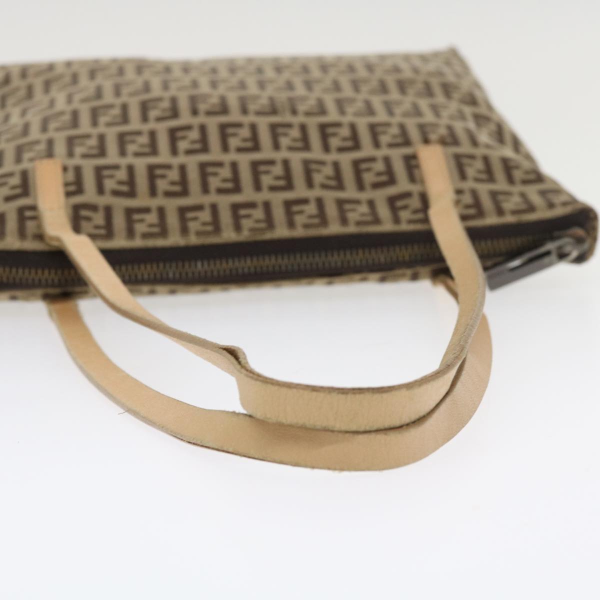 FENDI Zucchino Canvas Shoulder Bag Brown am3565