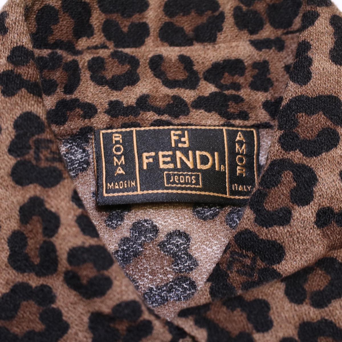 FENDI Leopard Long Sleeved Shirt Wool Brown am3595