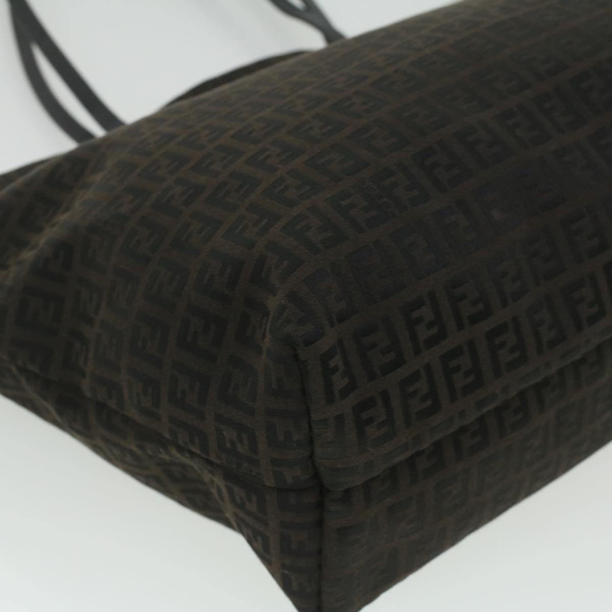 FENDI Zucchino Canvas Tote Bag Dark Brown am3762
