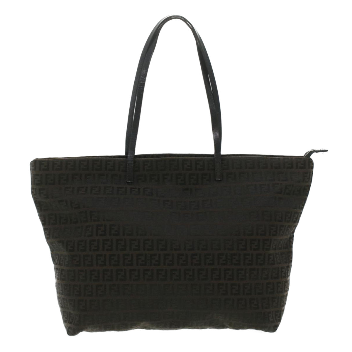 FENDI Zucchino Canvas Tote Bag Dark Brown am3762