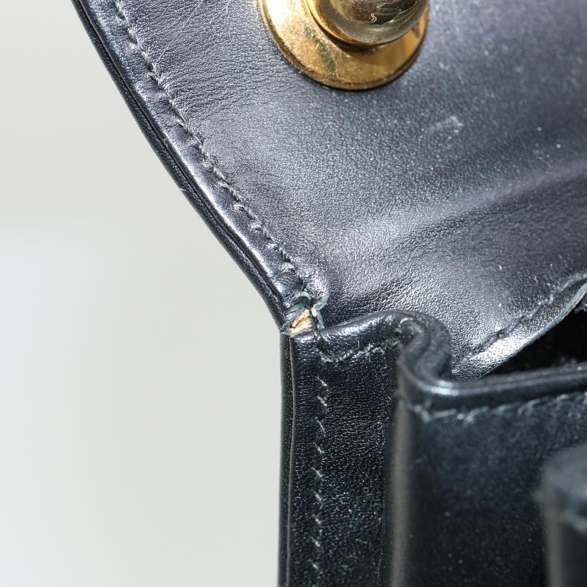 GUCCI Bamboo Chain Hand Bag Leather Black 0011151497 am3810