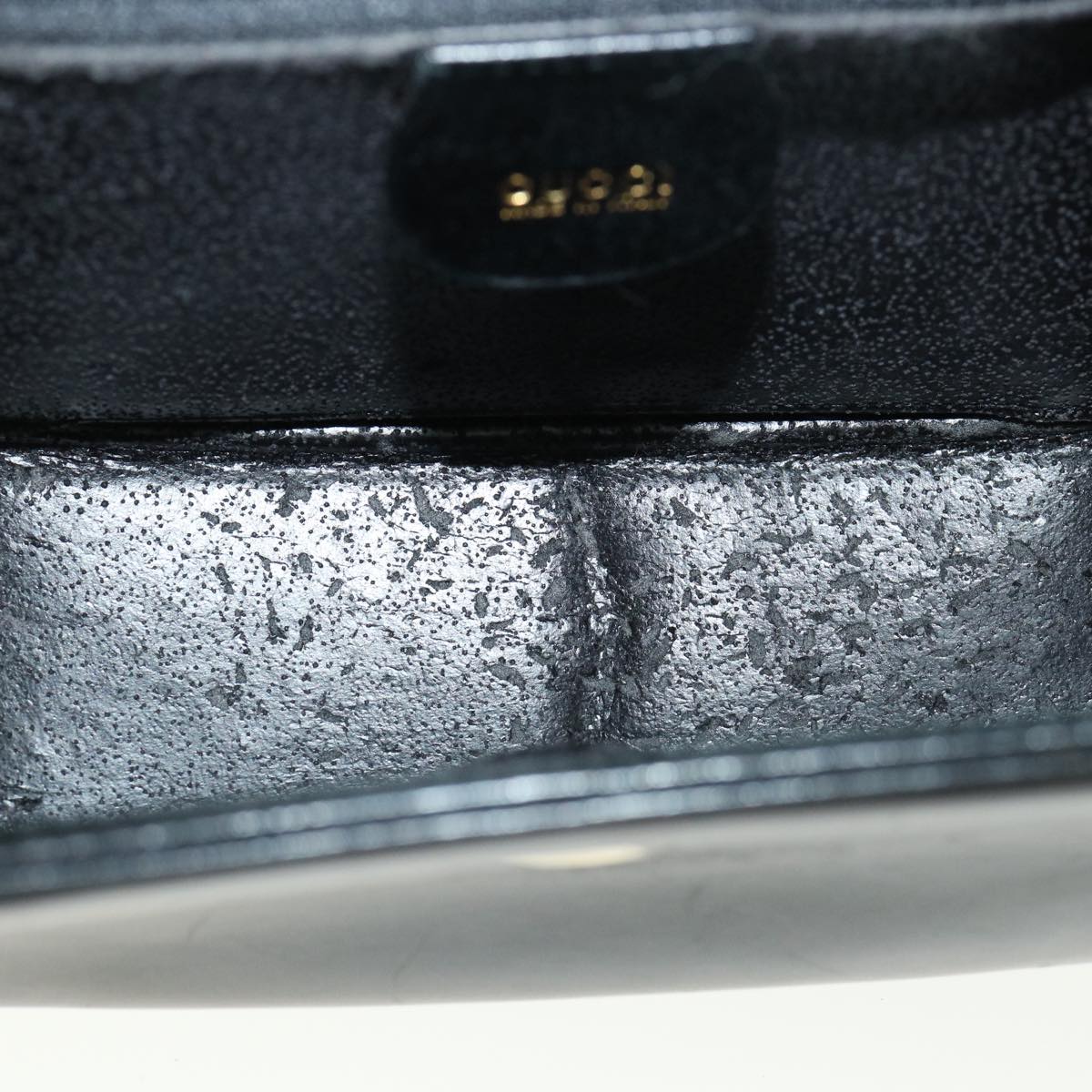 GUCCI Bamboo Chain Hand Bag Leather Black 0011151497 am3810