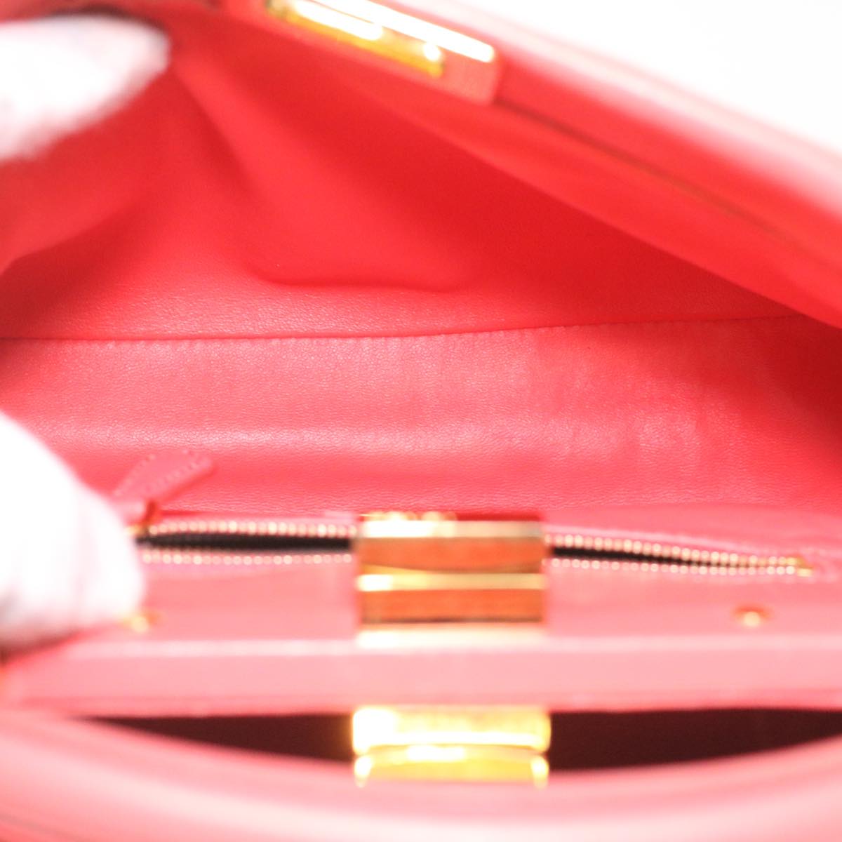 FENDI micro picaboo Hand Bag Leather 2way Orange am3883