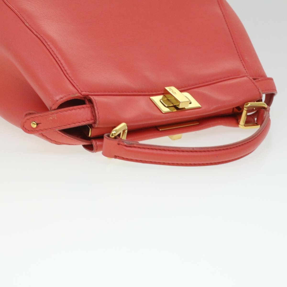 FENDI micro picaboo Hand Bag Leather 2way Orange am3883