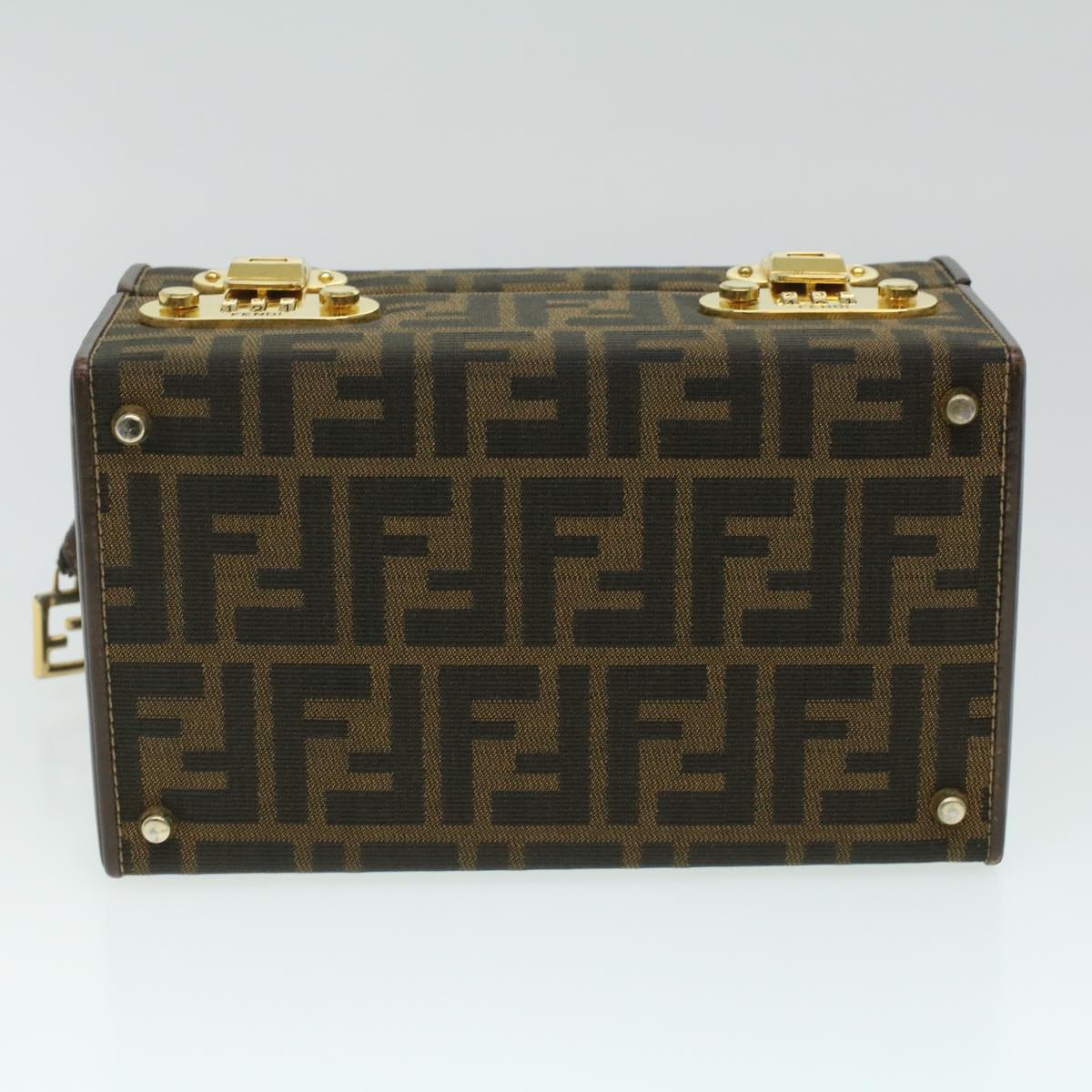 FENDI Zucca Canvas Hand Bag 2way Brown Black am3888A